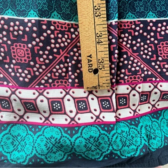 Jaase Boho Batik Style Print Tiered Maxi Dress in Navy and Lavender - Size S - Picture 10 of 12